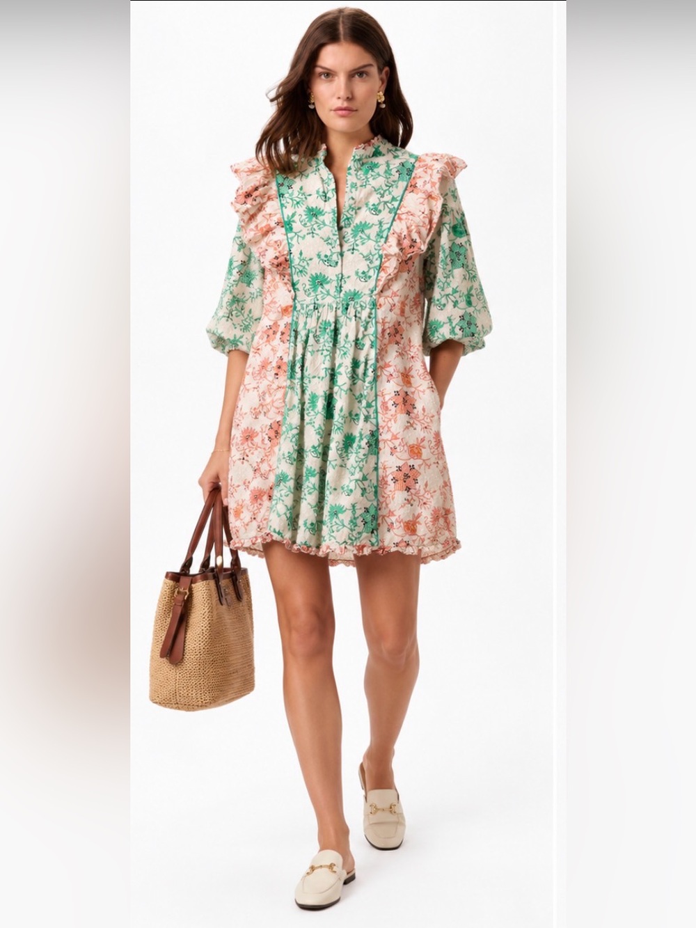 Hofmann Copenhagen Erika Puff Sleeve Floral Mini Dress